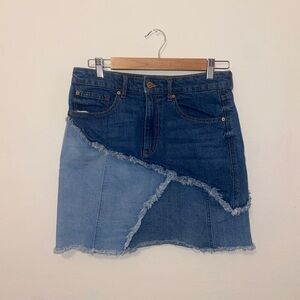 Ella Moss Asymmetrical Denim Skirt - Dark and Light Blue